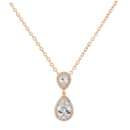 Celeste Crystal Embellished Pendant Necklace (Rose Gold)