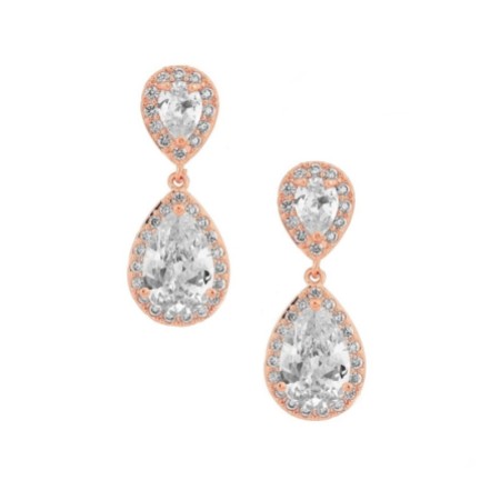 Celeste Crystal Embellished Wedding Earrings (Rose Gold)