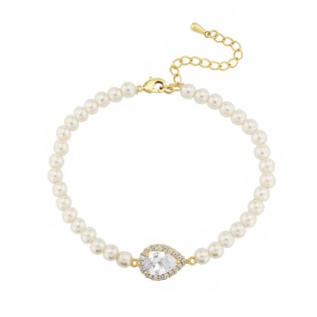 Desiree Chic Pearl Wedding Bracelet (Gold)