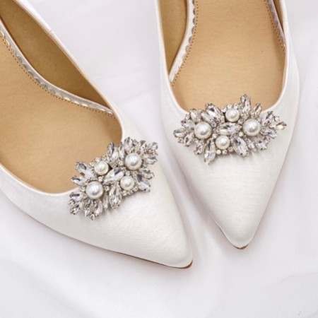 Euphoria Pearl and Crystal Brooch Shoe Clips