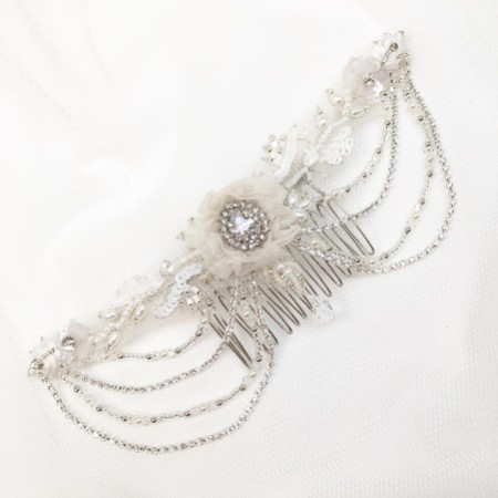 Evelyn Beaded Vintage-Inspired Draped Wedding Headpiece