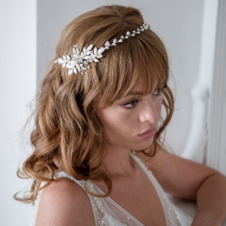 Fleur Delicate Leaves and Pearl Wedding Hair Vine