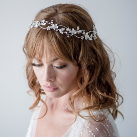 Gardenia Entwined Beaded and Crystal Floral Hair Vine