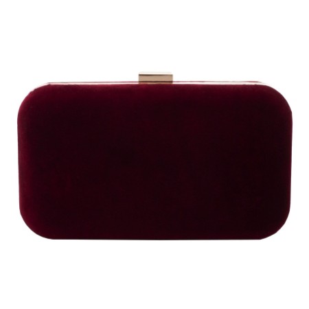 Harriet Wilde Amelia Bordo Velvet Clutch Bag with Gold Clasp