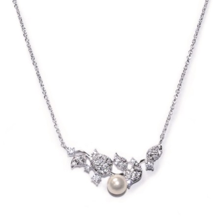 Ivory and Co Aphrodite Crystal Leaves and Pearl Wedding Necklace