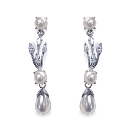 Ivory and Co Belgravia Pearl and Crystal Drop Wedding Earrings