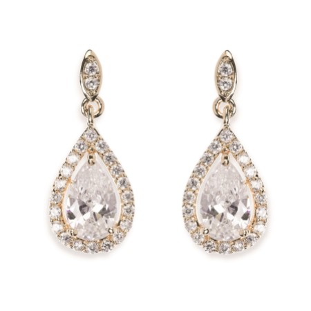 Ivory and Co Belmont Crystal Drop Wedding Earrings (Gold)