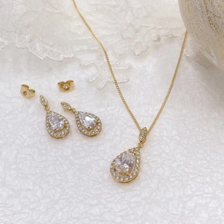 Ivory and Co Belmont Gold Crystal Bridal Jewellery Set
