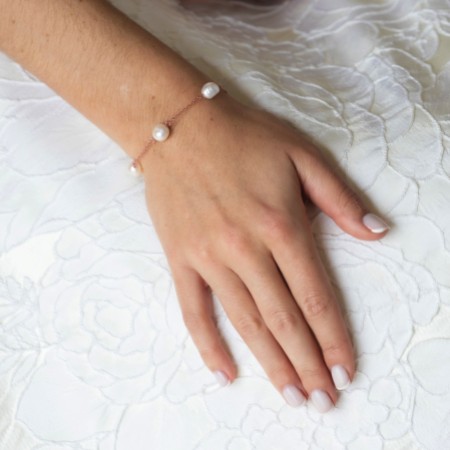 Ivory and Co Bermuda Rose Gold Baroque Pearl Dainty Chain Bracelet