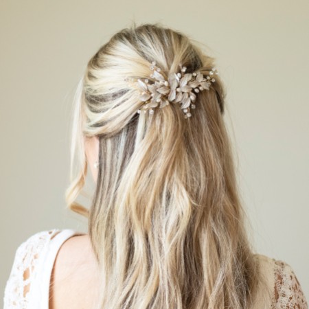 Ivory and Co Fairydust Gold Enamelled Leaves Wedding Hair Clip
