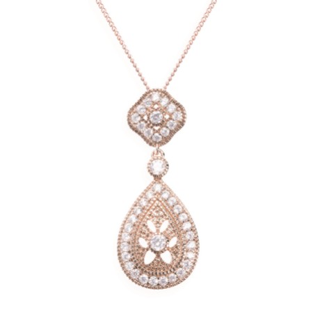Ivory and Co Moonstruck Rose Gold Crystal Pendant Necklace