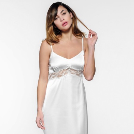 Ivory Satin and French Lace Wedding Night Dress