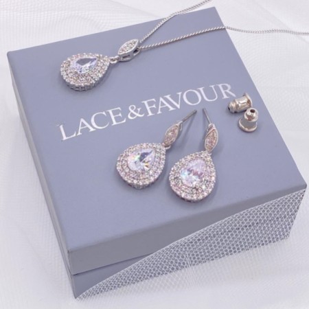 Izzie Crystal Embellished Teardrop Bridal Jewellery Set
