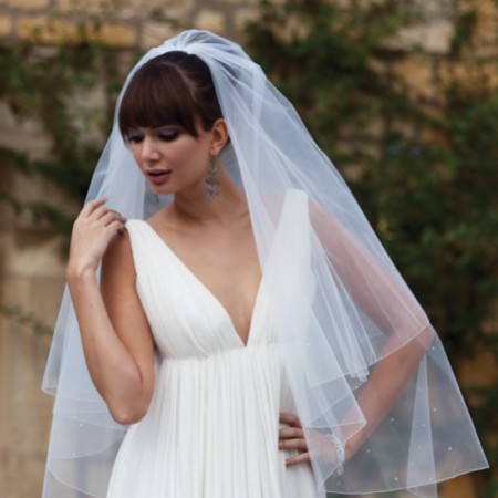 Joyce Jackson Antigua Diamante Wedding Veil with Pencil Edge
