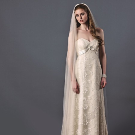 Joyce Jackson Paradise Single Tier Chapel Length Veil with Beaded Motifs