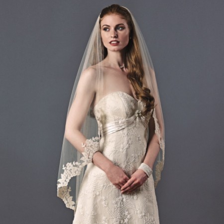 Joyce Jackson Santa Ana Single Tier Beaded Lace Edge Veil