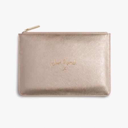 Katie Loxton 'Just Married' Metallic Gold Perfect Pouch