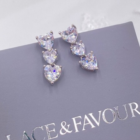 Langham CZ Crystal Hearts Wedding Earrings