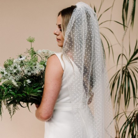 Linzi Jay Polka Dot Tulle Single Tier Bridal Veil LA603
