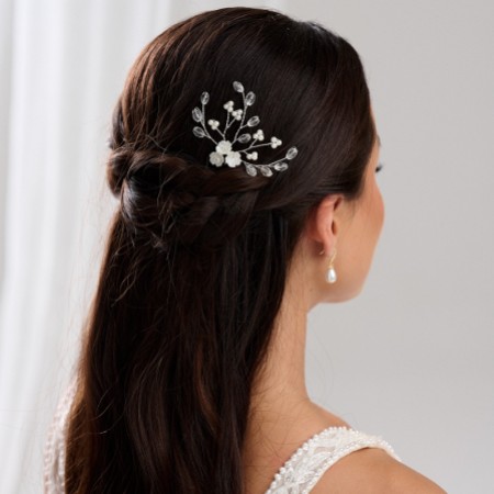 Lottie Floral Pearl and Crystal Hair Pin