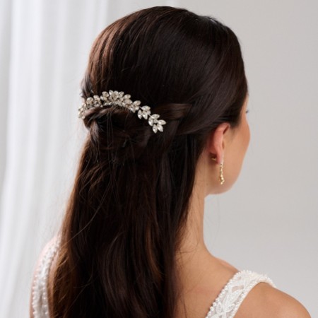 Luna Gold Small Crystal Embellished Wedding Hair Comb
