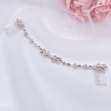 Melody Silver Draped Crystal Wedding Headpiece