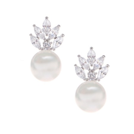 Mila Pearl Sparkle Stud Wedding Earrings