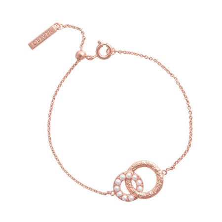 Olivia Burton Rose Gold Pearl Interlink Dainty Chain Bracelet