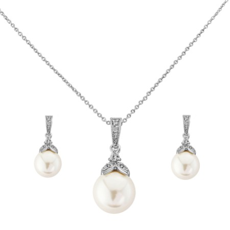 Opulence Pearl Wedding Jewellery Set (Silver)