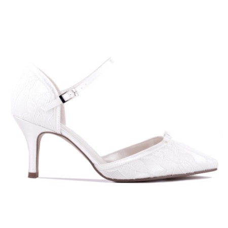 Paradox London Devotion Dyeable Ivory Lace Ankle Strap Wedding Shoes