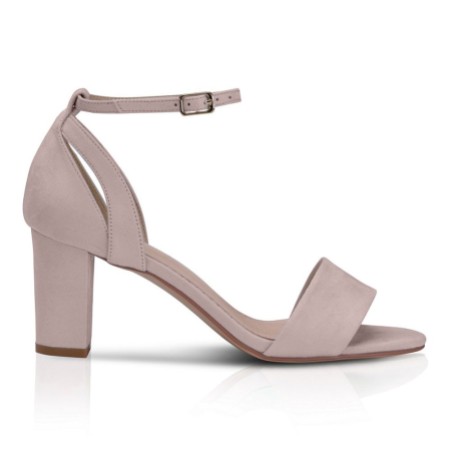 Perfect Bridal Andrea Blush Suede Block Heel Ankle Strap Sandals