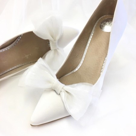 Perfect Bridal Daphne Ivory Organza Bow Shoe Clips