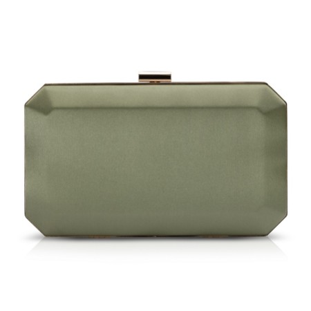 Perfect Bridal Ebony Olive Green Satin Box Clutch Bag