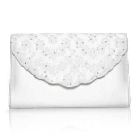 Perfect Bridal Nutmeg Dyeable Ivory Satin and Sequin Lace Clutch Bag