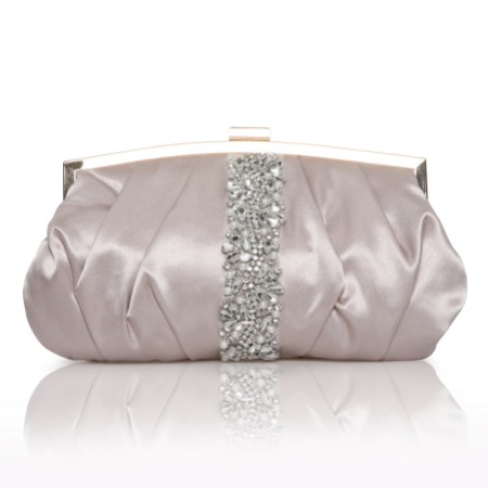 Perfect Bridal Saffron Taupe Satin Embellished Clutch Bag