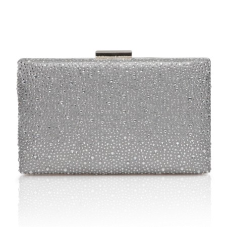 Perfect Bridal Sorrel Silver Sparkly Diamante Box Clutch Bag