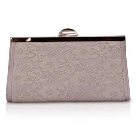 Perfect Bridal Wilma Taupe Lace and Satin Clutch Bag
