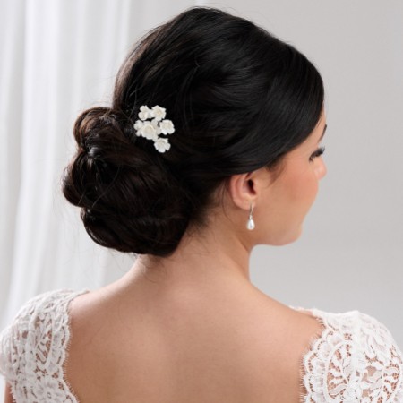 Posy Ivory Pearl Flowers Bridal Hair Pin