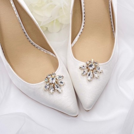 Precious Gold Crystal Shoe Clips