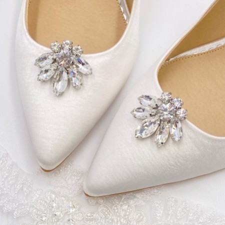 Precious Silver Crystal Shoe Clips