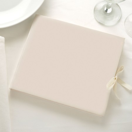 Premium Plain Ivory Wedding Guest Book with Ribbon Ties
