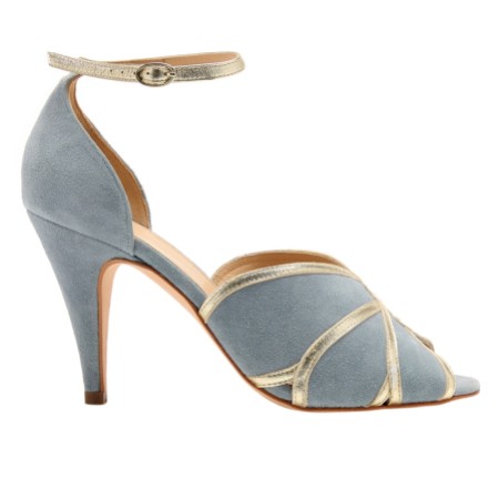Rachel Simpson Mary Blue Suede Vintage Inspired Peep Toe Sandals