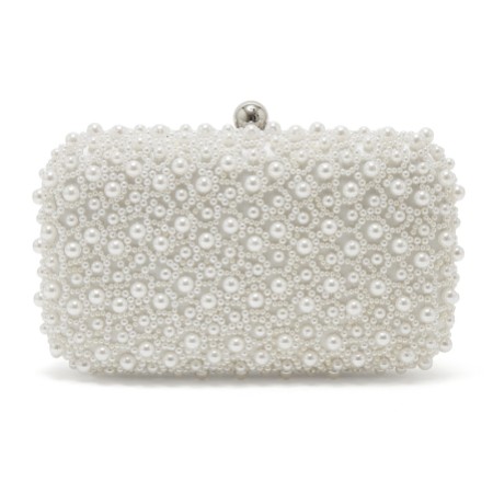 Rainbow Club Cora Dyeable Ivory Pearl Embellished Box Clutch Bag