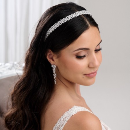 Riviera Silver Crystal Bridal Headband