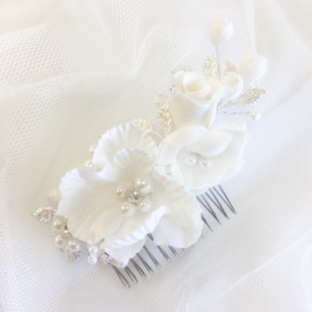 SassB Luisa Flowers and Leaves Bridal Hair Comb