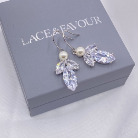 Vermont Silver Pearl and Crystal Drop Earrings