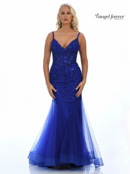 Angel Forever Sequin Embellished Corset Mermaid Prom Dress (Royal Blue)