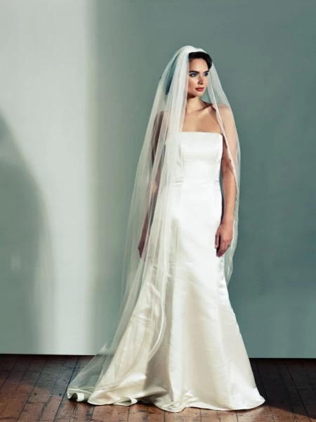 Satin Edge Two Layer Bridal Veil With Comb-VL1003 