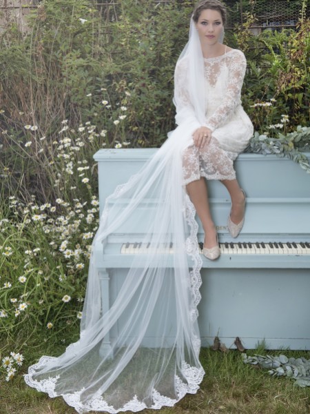 Joyce Jackson Nolana Single Tier Sequin Lace Edge Veil