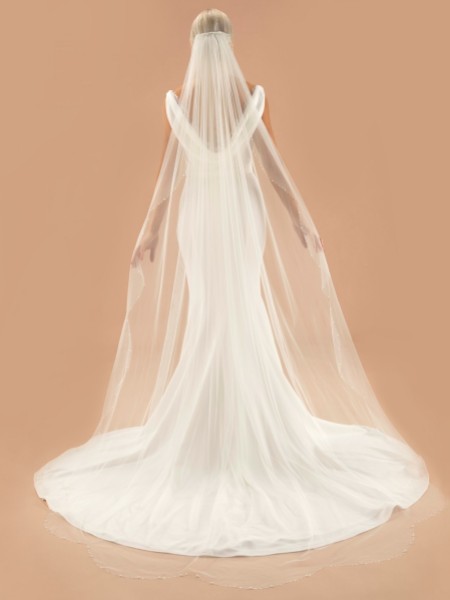 Linzi Jay Crystal and Pearl Scalloped Edge Veil V726